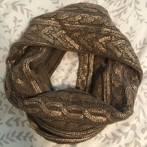 Ralph Lauren brown and gold knit infinity scarf